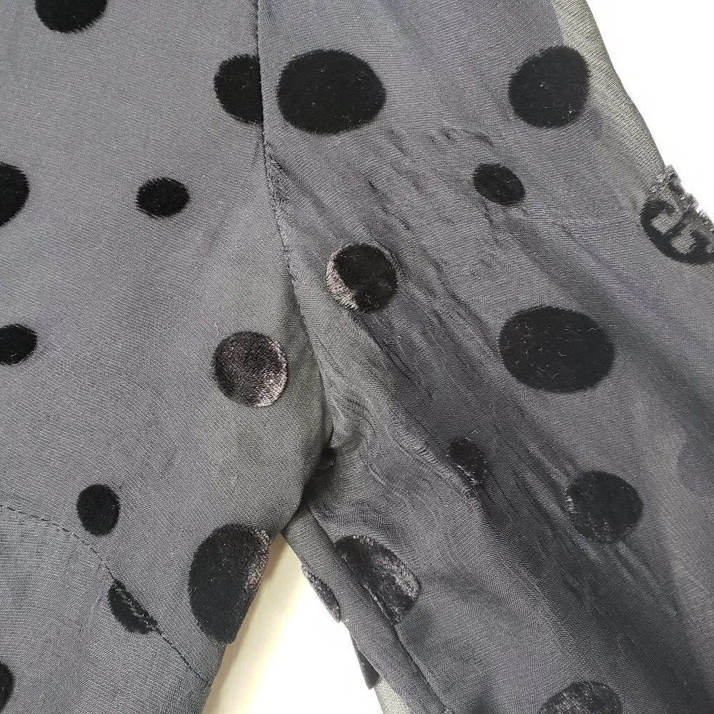 Tory Burch Angela Beaded Velvet Dot Sheer Blouse Long‎ Sleeve Lined 8 - FLAWED